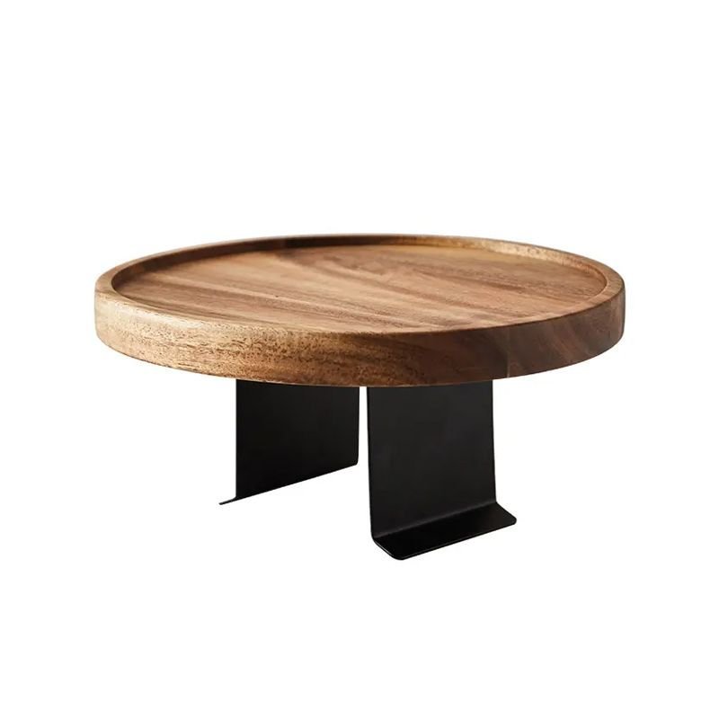 Bankarmleuningtafel van massief hout, donker notenafwerking - Vessina