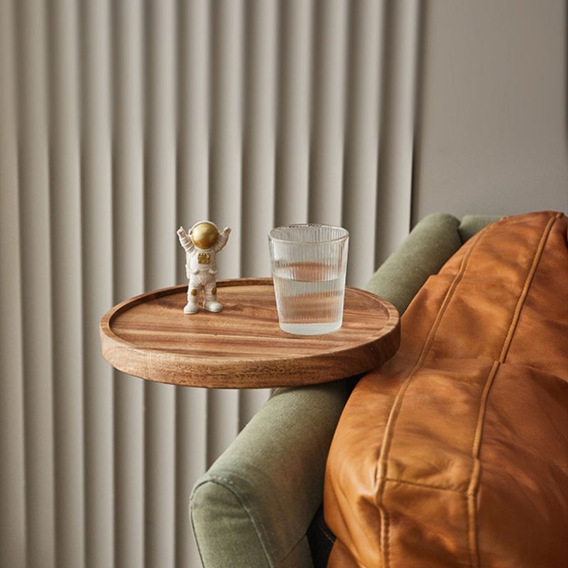 Bankarmleuningtafel van massief hout, donker notenafwerking - Vessina
