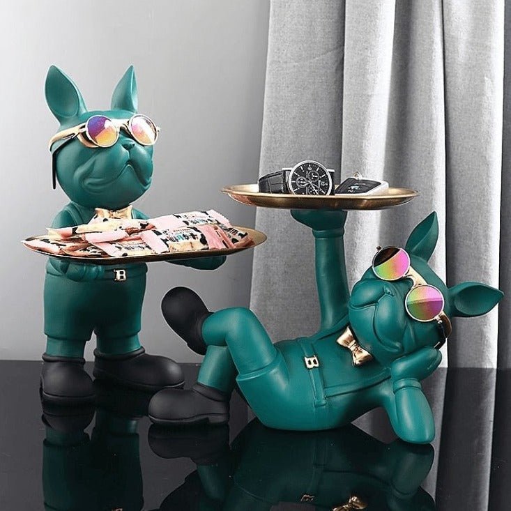 Decoratief beeld van Franse buldog, zwarte resin afwerking - Vessina