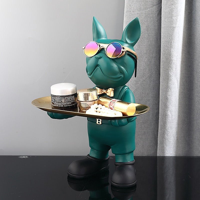 Decoratief beeld van Franse buldog, zwarte resin afwerking - Vessina