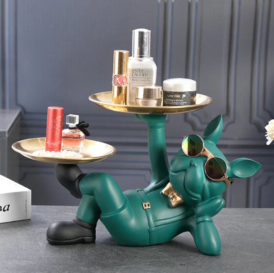 Decoratief beeld van Franse buldog, zwarte resin afwerking - Vessina
