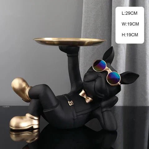 Decoratief beeld van Franse buldog, zwarte resin afwerking - Vessina