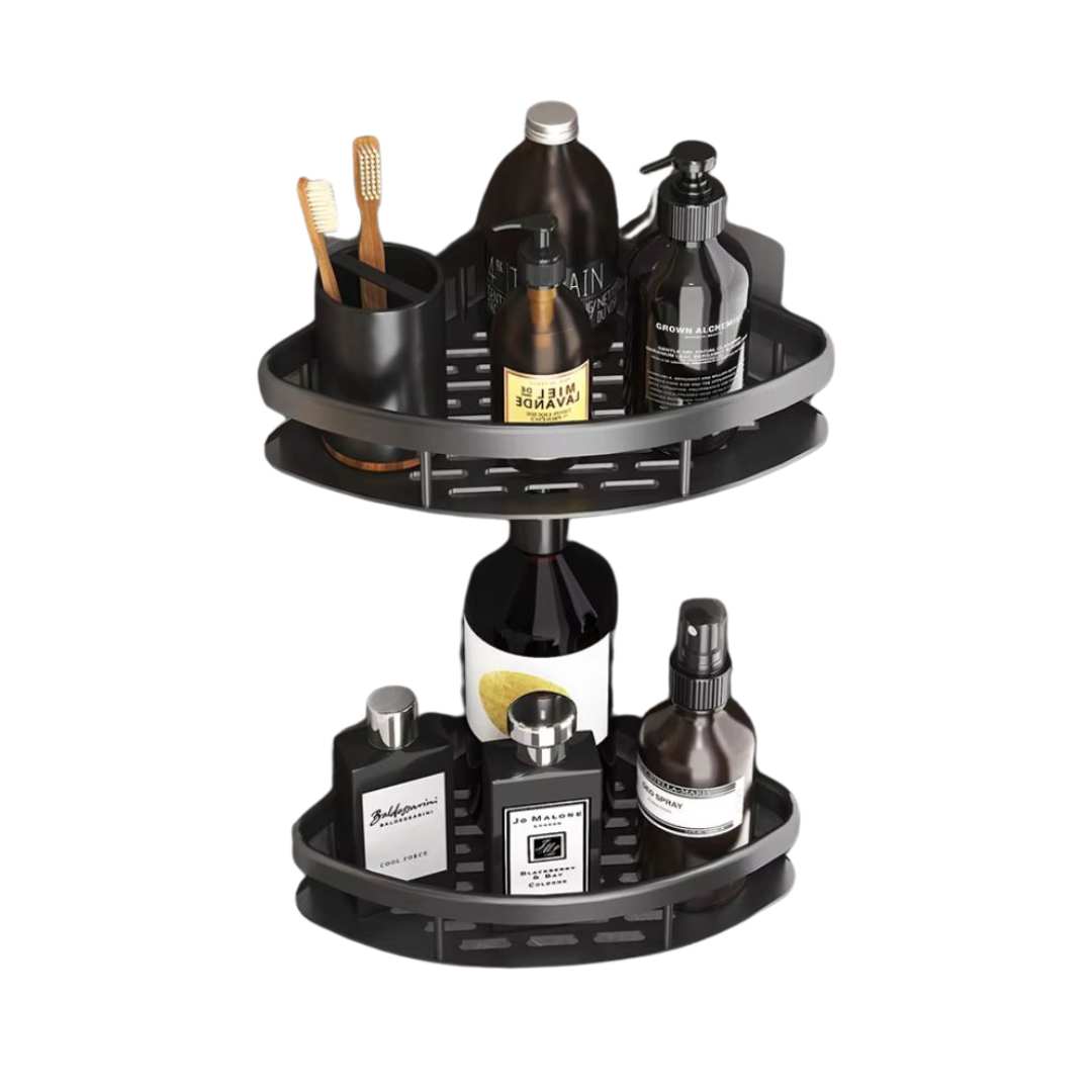 Douchewandrek van mat aluminium, hoekmodel met open structuur - Vessina