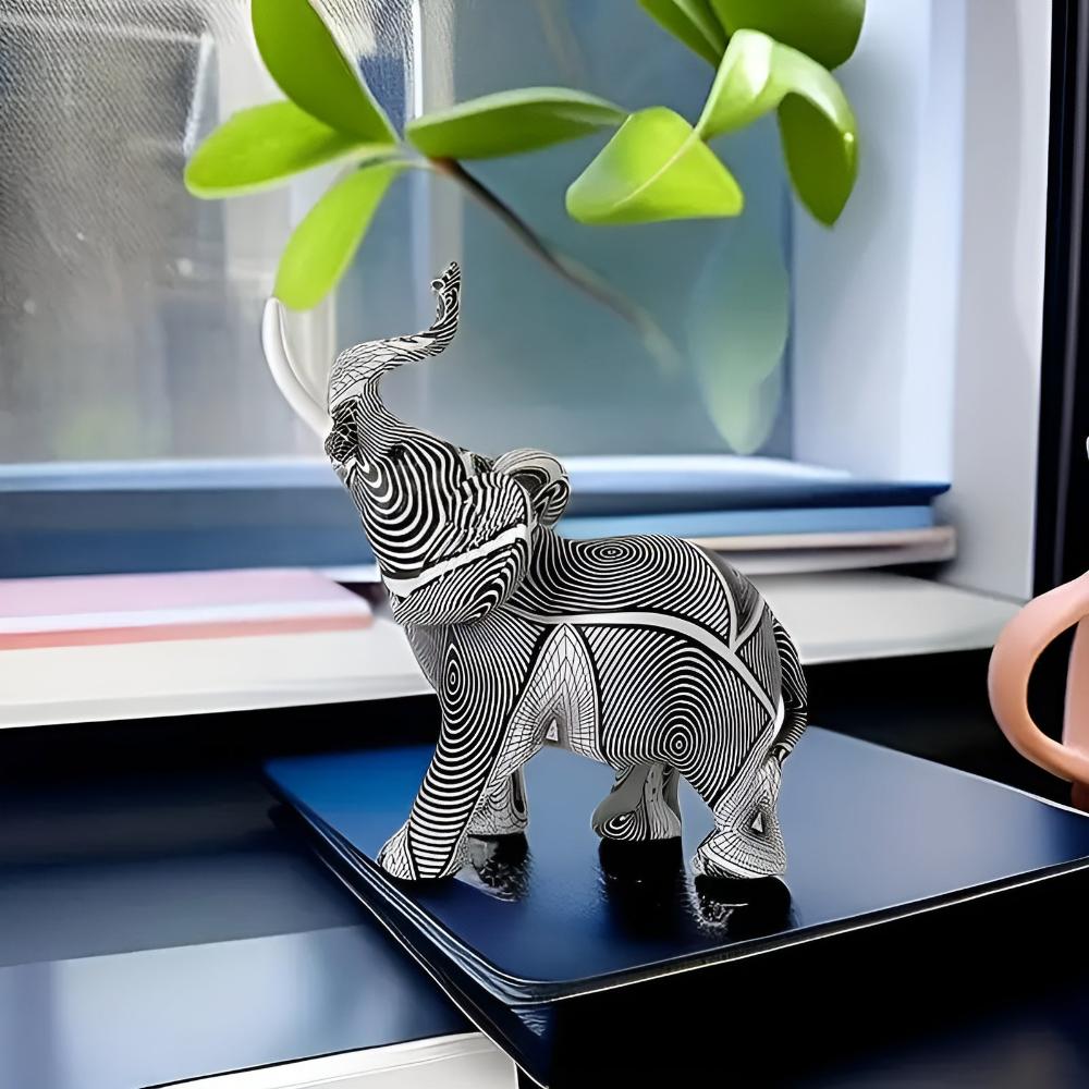 Modern olifantenbeeld van polyresin – zwart wit decoratief design - Vessina