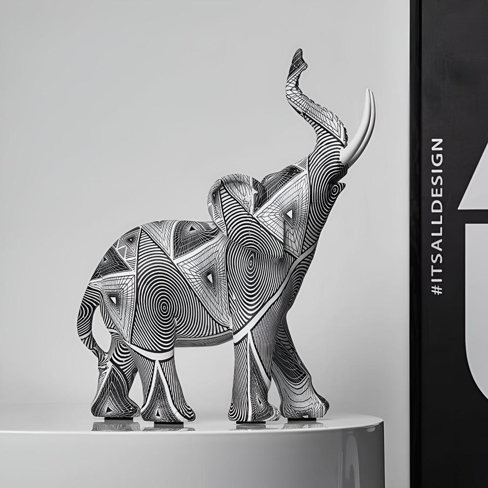 Modern olifantenbeeld van polyresin – zwart wit decoratief design - Vessina