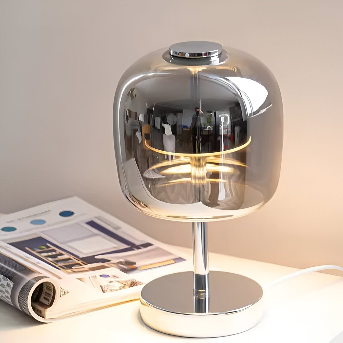 Tafellamp van glas met LED en dimbare aanraakbediening - Vessina
