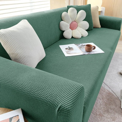 Bankhoes van rekbare stof, textuurafwerking en antislip pasvorm - Vessina