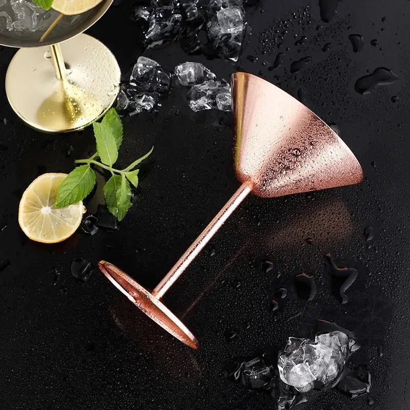 Cocktailglazen van roestvrij staal met dubbele wand, metallic afwerking - Vessina