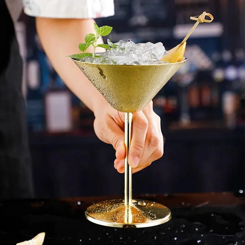 Cocktailglazen van roestvrij staal met dubbele wand, metallic afwerking - Vessina