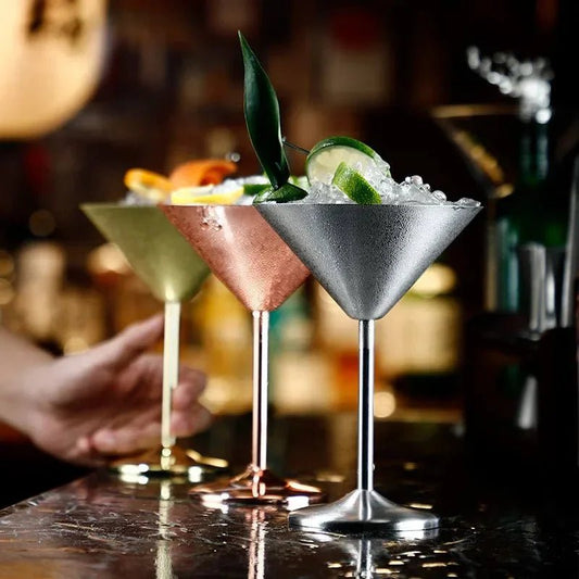 Cocktailglazen van roestvrij staal met dubbele wand, metallic afwerking - Vessina