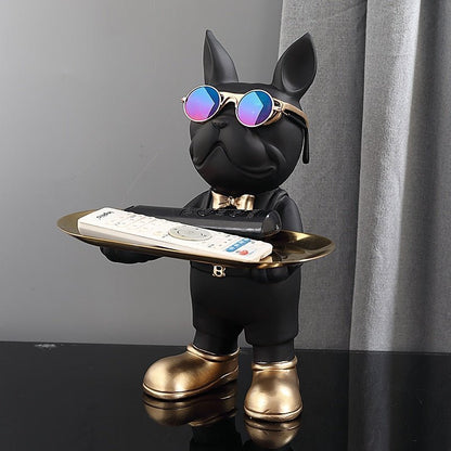 Decoratief beeld van Franse buldog, zwarte resin afwerking - Vessina