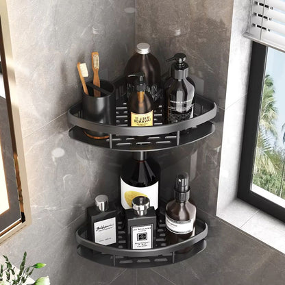 Douchewandrek van mat aluminium, hoekmodel met open structuur - Vessina