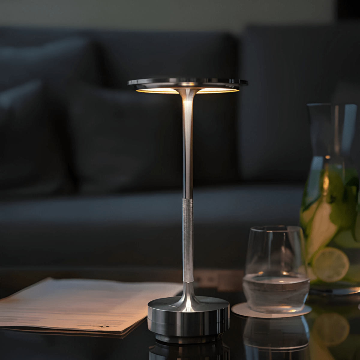 Draadloze metalen tafellamp – Dimbaar met touchbediening - Vessina