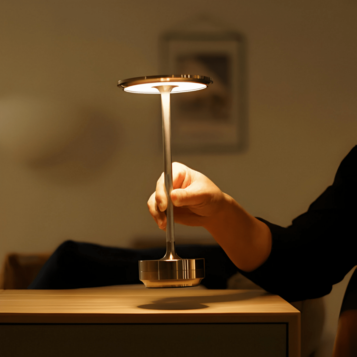 Draadloze metalen tafellamp – Dimbaar met touchbediening - Vessina