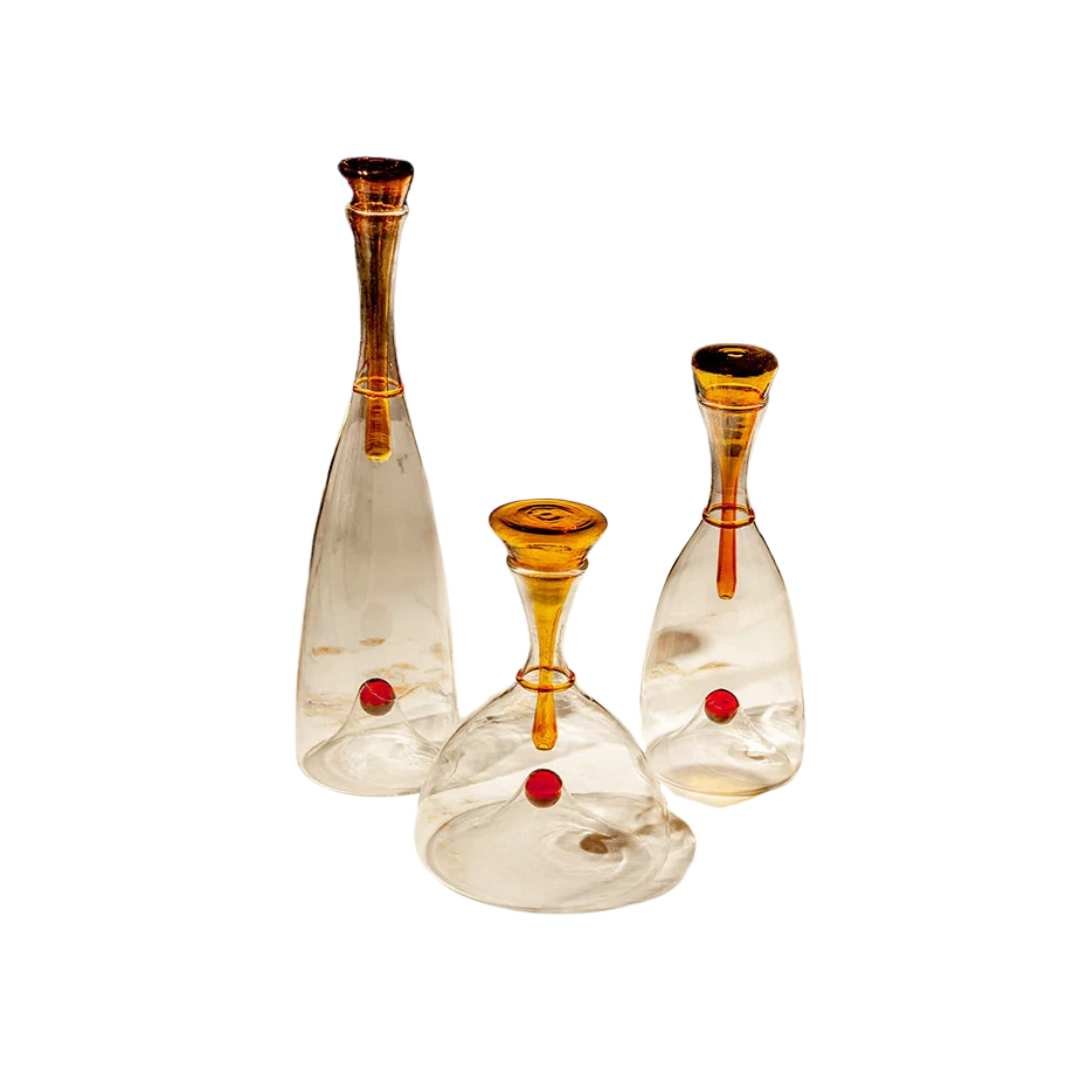 Glazen karaf mondgeblazen met decoratieve stop - Vessina