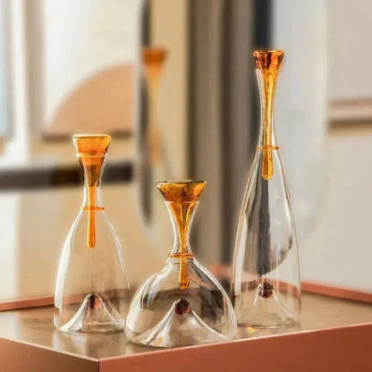 Glazen karaf mondgeblazen met decoratieve stop - Vessina