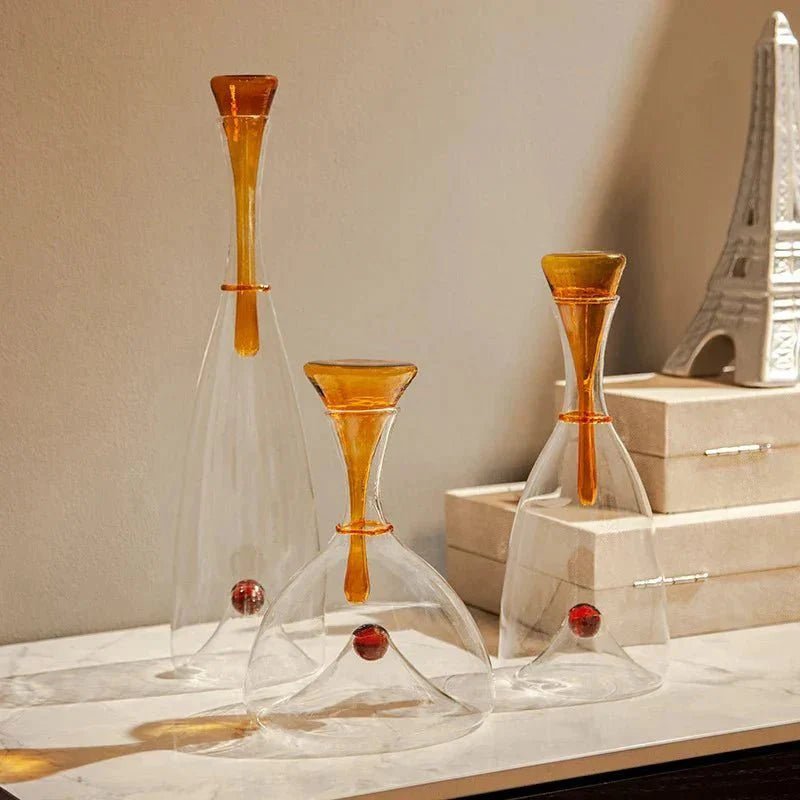 Glazen karaf mondgeblazen met decoratieve stop - Vessina
