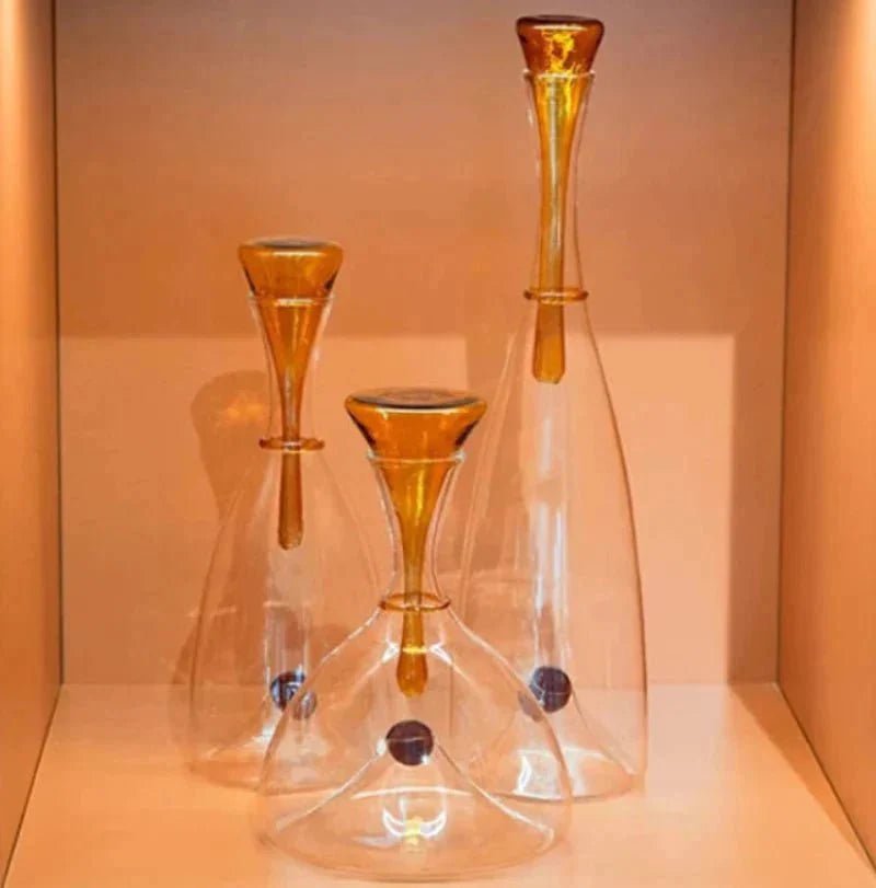 Glazen karaf mondgeblazen met decoratieve stop - Vessina