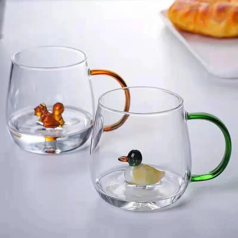 Glazen mok van borosilicaat met transparante 3D - dierfiguur - Vessina