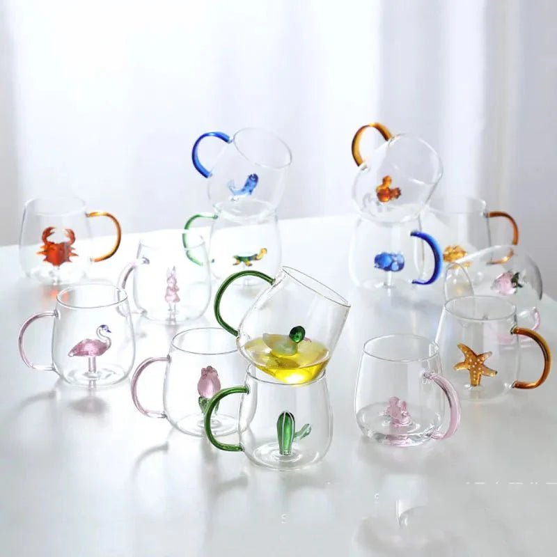 Glazen mok van borosilicaat met transparante 3D - dierfiguur - Vessina