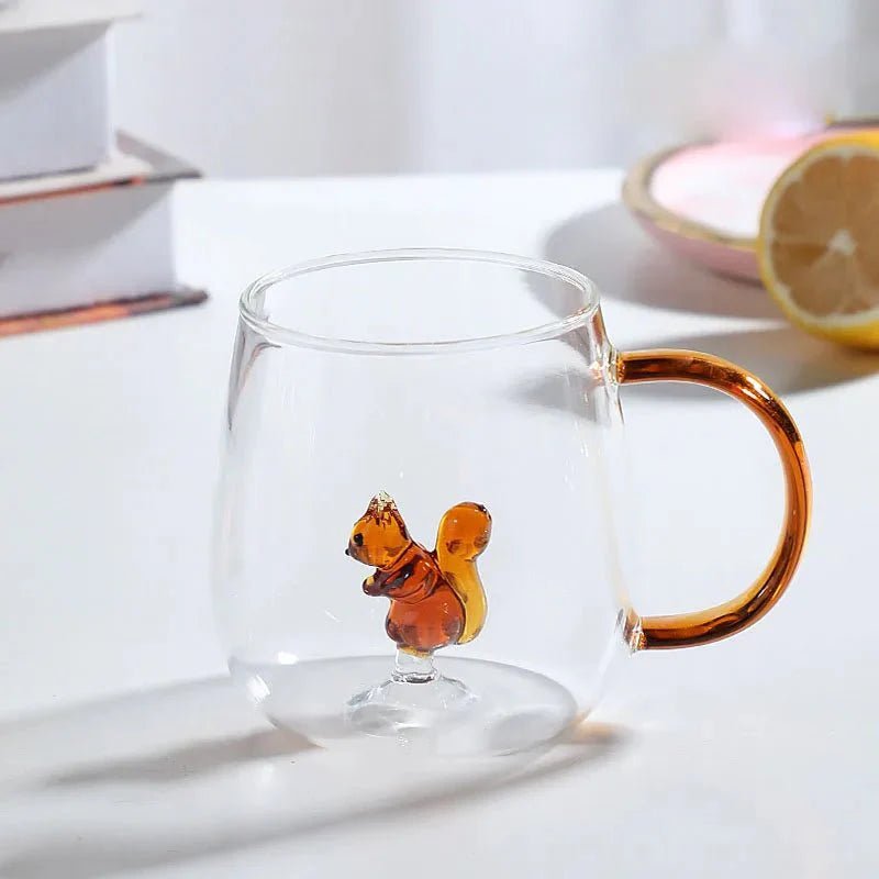 Glazen mok van borosilicaat met transparante 3D - dierfiguur - Vessina