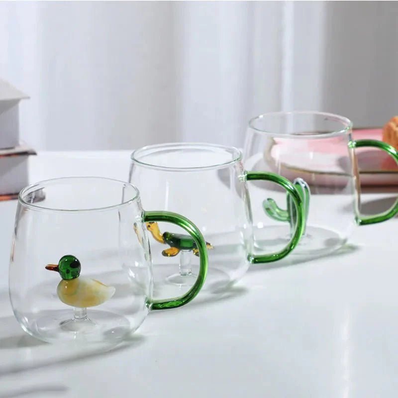 Glazen mok van borosilicaat met transparante 3D - dierfiguur - Vessina
