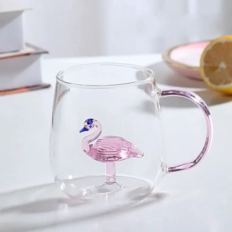 Glazen mok van borosilicaat met transparante 3D - dierfiguur - Vessina