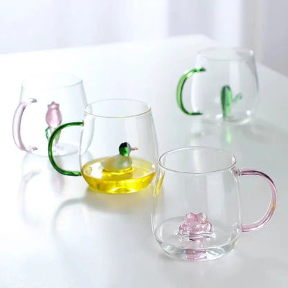 Glazen mok van borosilicaat met transparante 3D - dierfiguur - Vessina