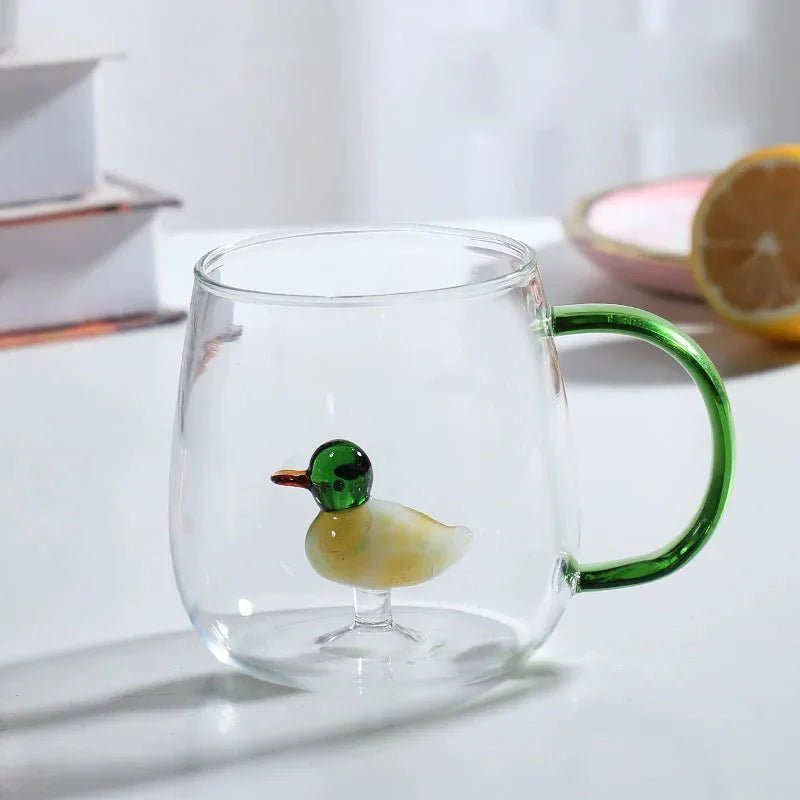 Glazen mok van borosilicaat met transparante 3D - dierfiguur - Vessina