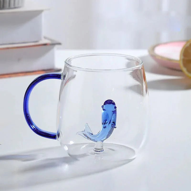 Glazen mok van borosilicaat met transparante 3D - dierfiguur - Vessina