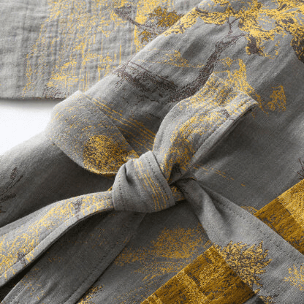 Katoenen badjas kimono – uniseks model met wafelstructuur - Vessina