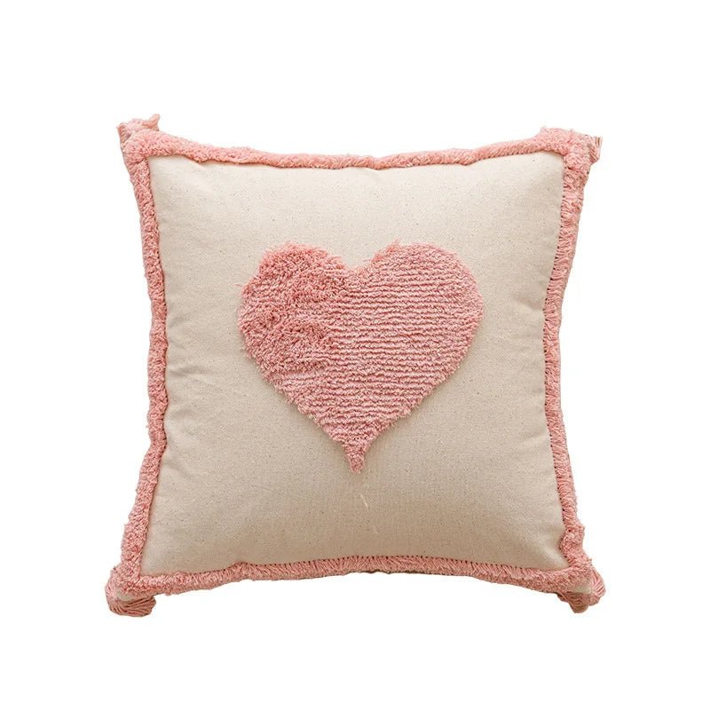 Kussenhoes van katoenmix met tufted geometrisch borduursel - Vessina