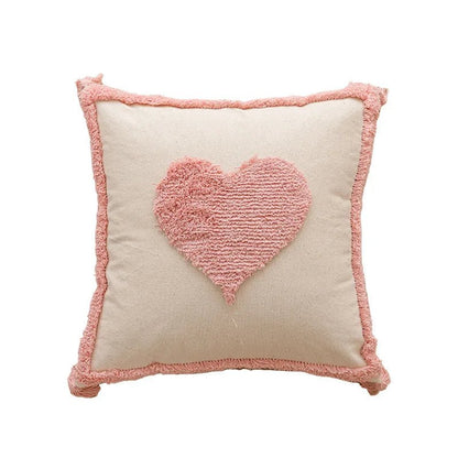 Kussenhoes van katoenmix met tufted geometrisch borduursel - Vessina