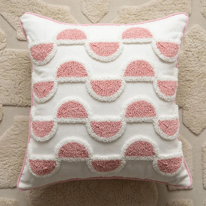 Kussenhoes van katoenmix met tufted geometrisch borduursel - Vessina