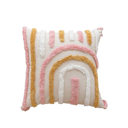 Kussenhoes van katoenmix met tufted geometrisch borduursel - Vessina