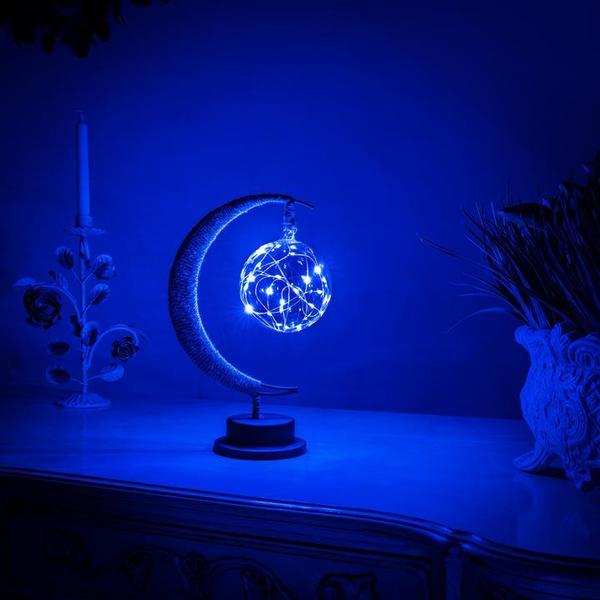 LED slaapkamerlamp maansymbool met metalen frame en touw - Vessina