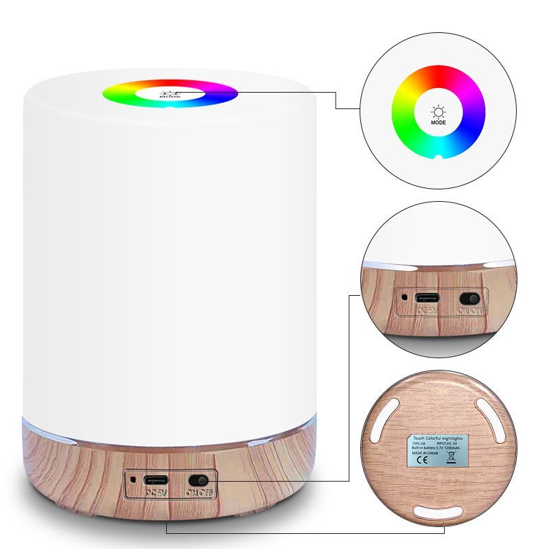 Nachtlampje LED dimbaar, oplaadbaar met touch bediening - Vessina