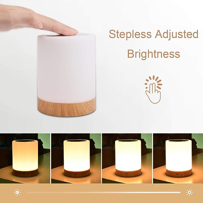 Nachtlampje LED dimbaar, oplaadbaar met touch bediening - Vessina