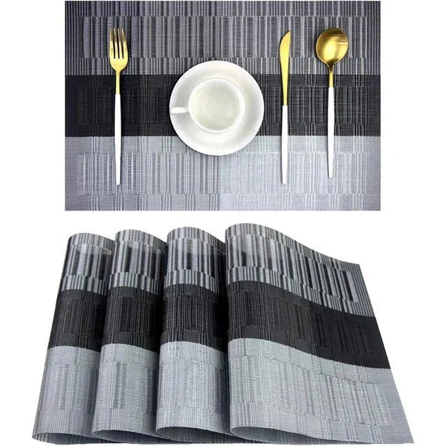 Placemats van geweven vinyl, hittebestendig en wasbaar – set van 4 - Vessina