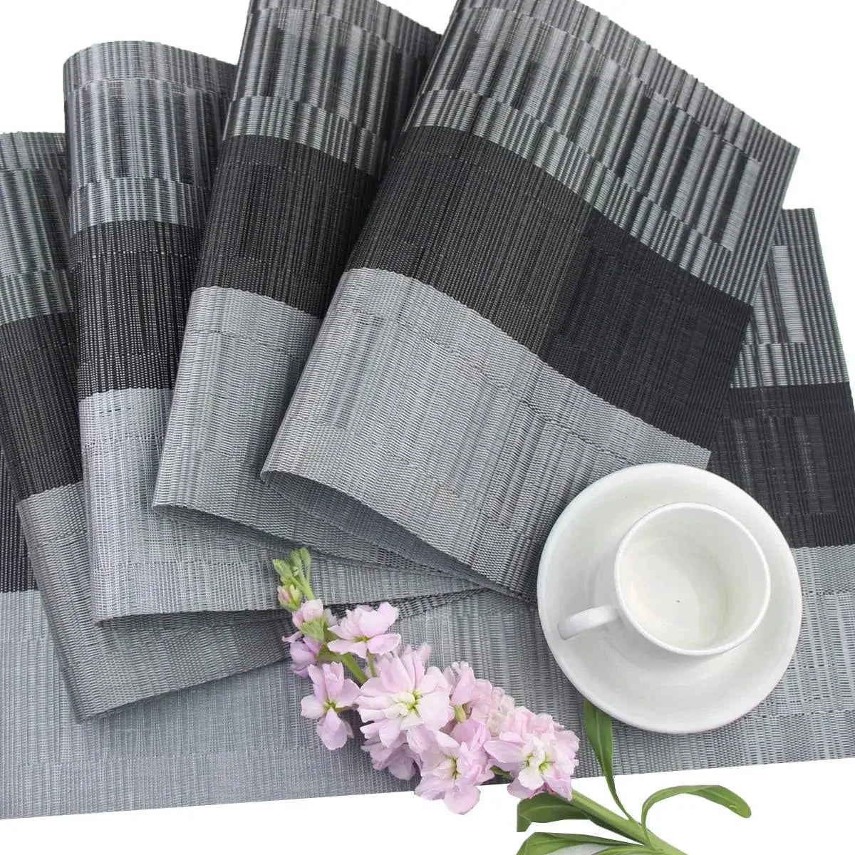 Placemats van geweven vinyl, hittebestendig en wasbaar – set van 4 - Vessina