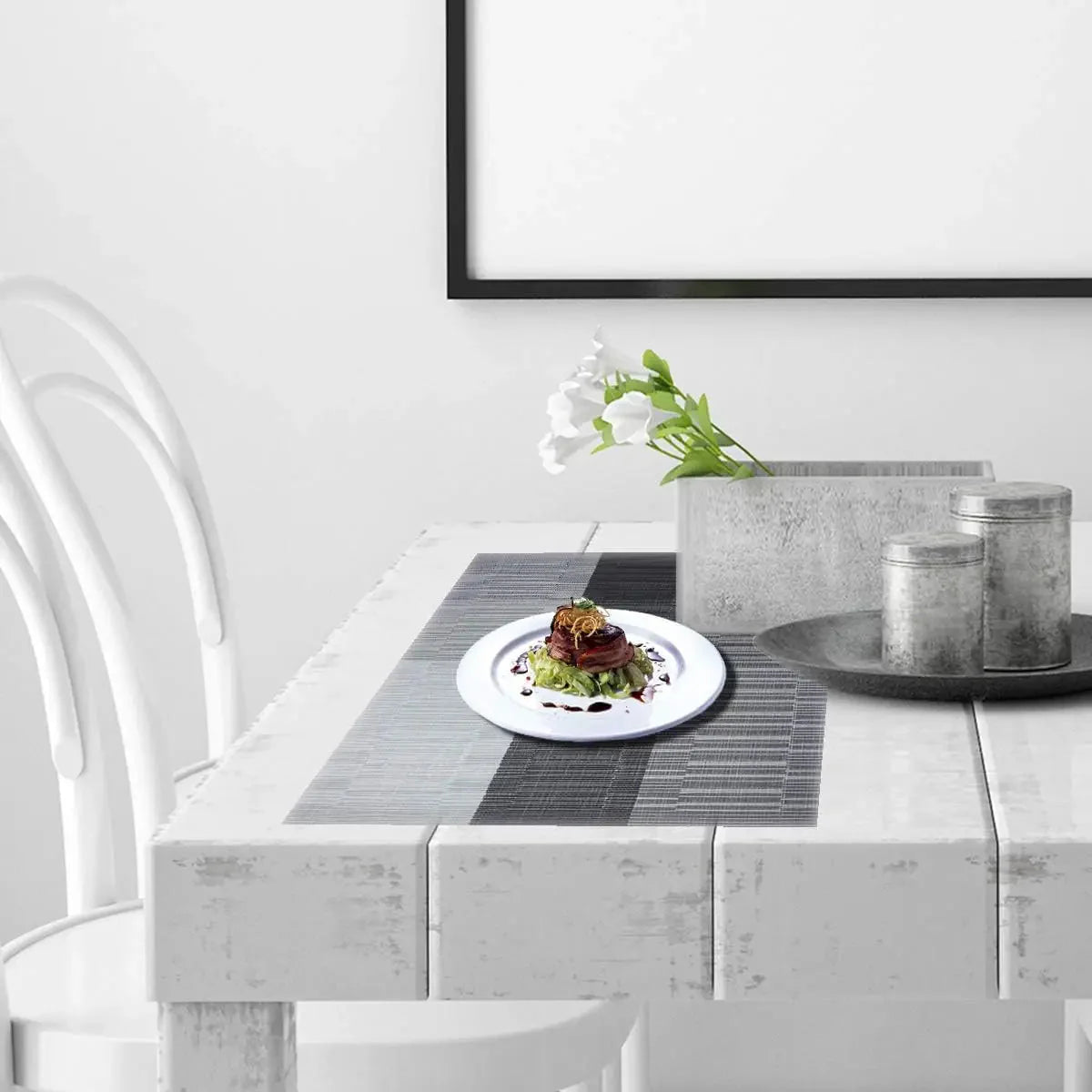 Placemats van geweven vinyl, hittebestendig en wasbaar – set van 4 - Vessina