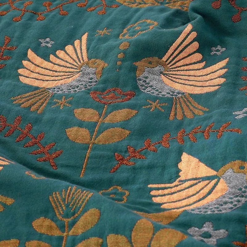 Plaid van katoen, dubbelzijdig met vogelmotief - Vessina