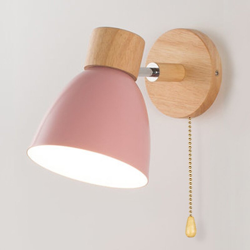 Scandinavische wandlamp van hout met metalen details - Vessina