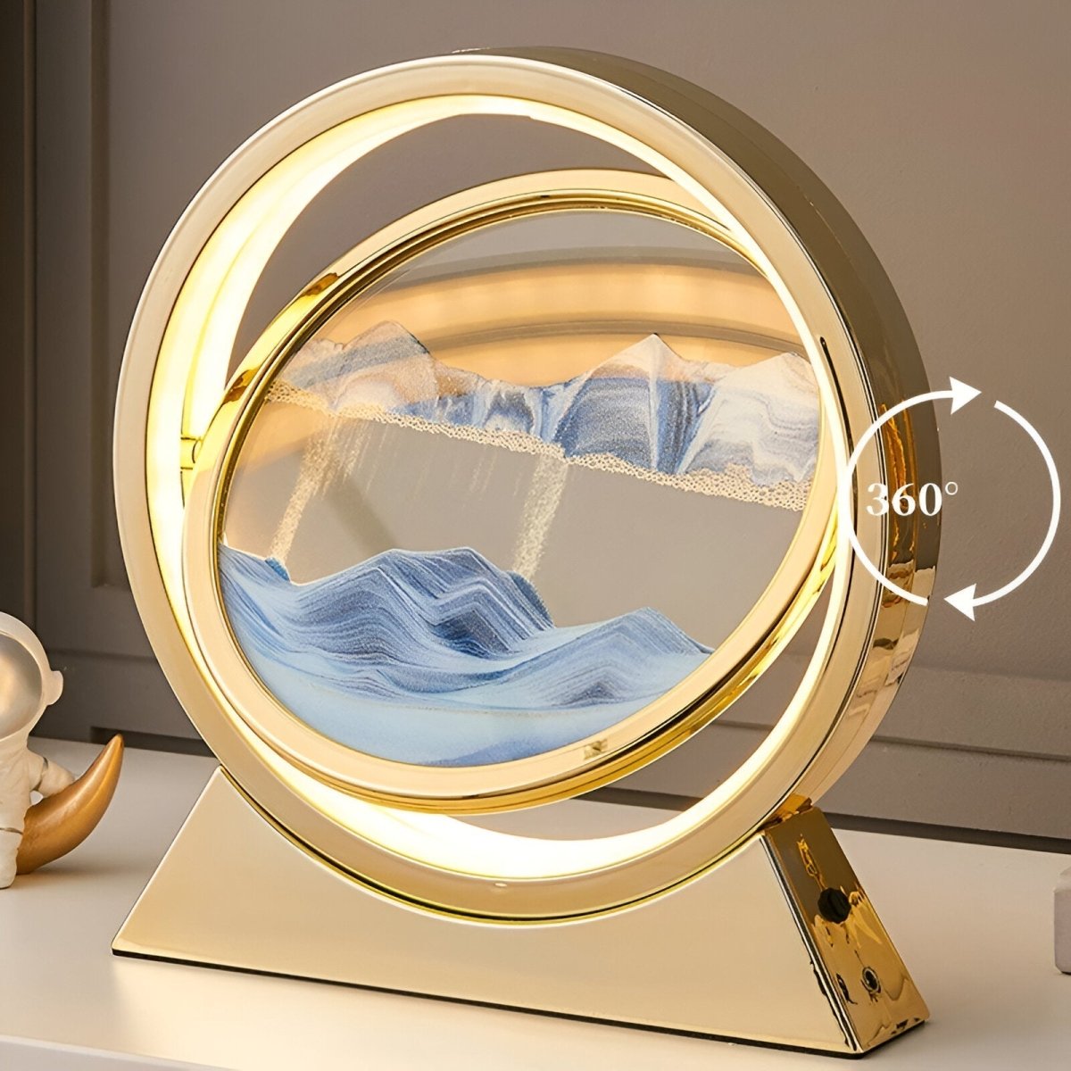 Slaapkamerlamp van glas met LED en bewegend gekleurd zand - Vessina