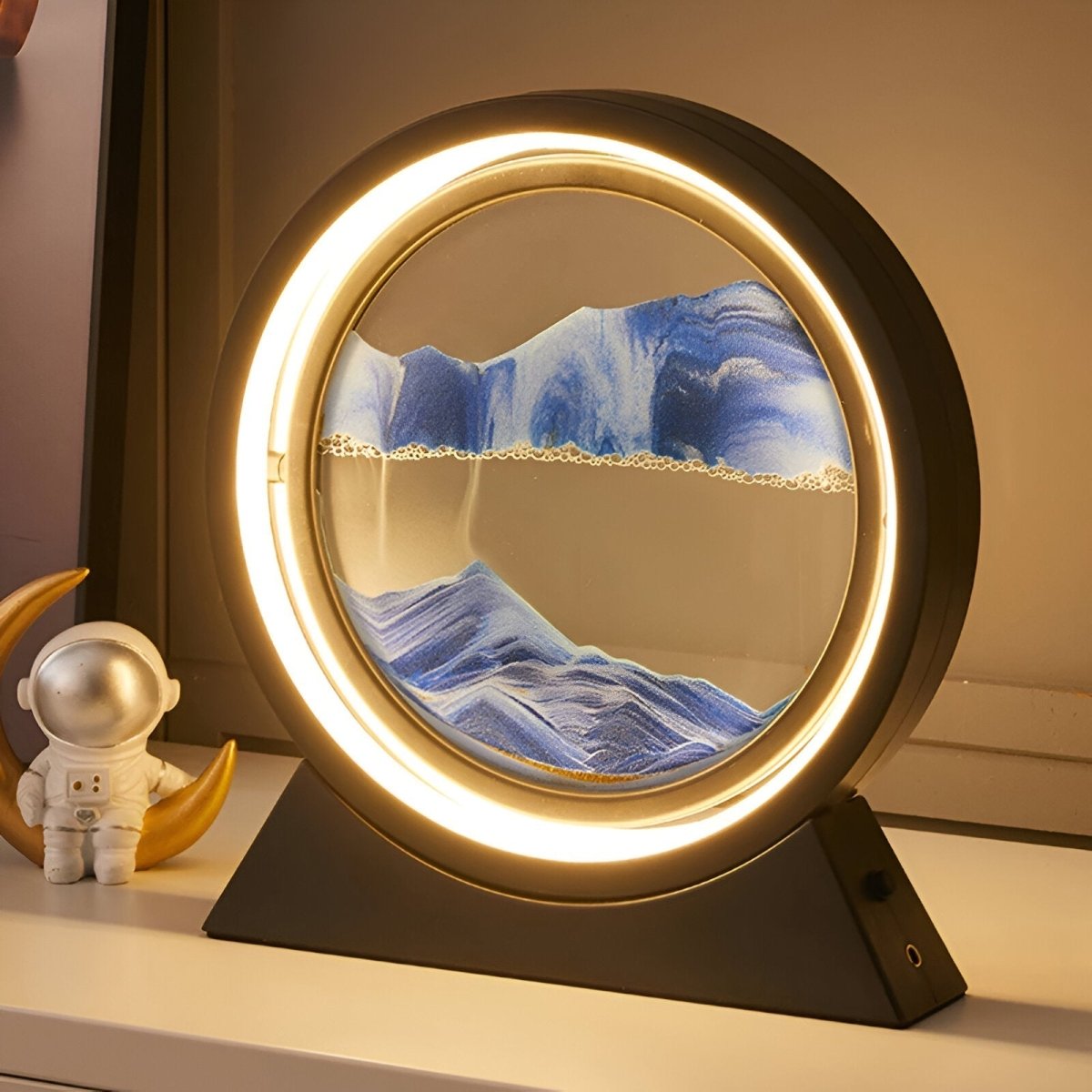 Slaapkamerlamp van glas met LED en bewegend gekleurd zand - Vessina