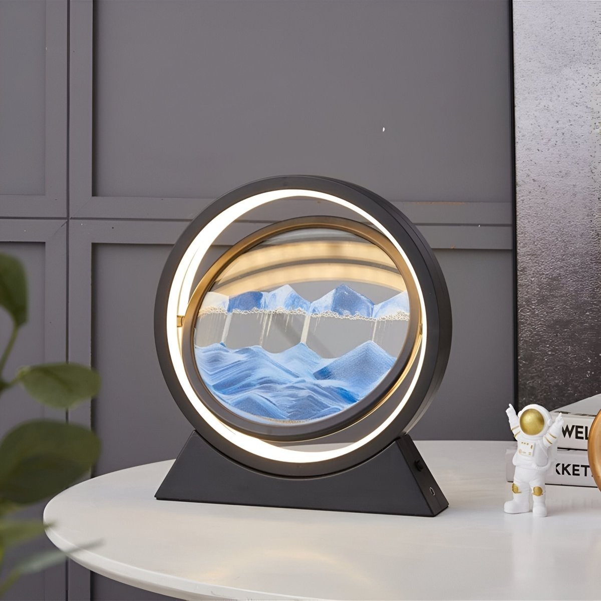 Slaapkamerlamp van glas met LED en bewegend gekleurd zand - Vessina