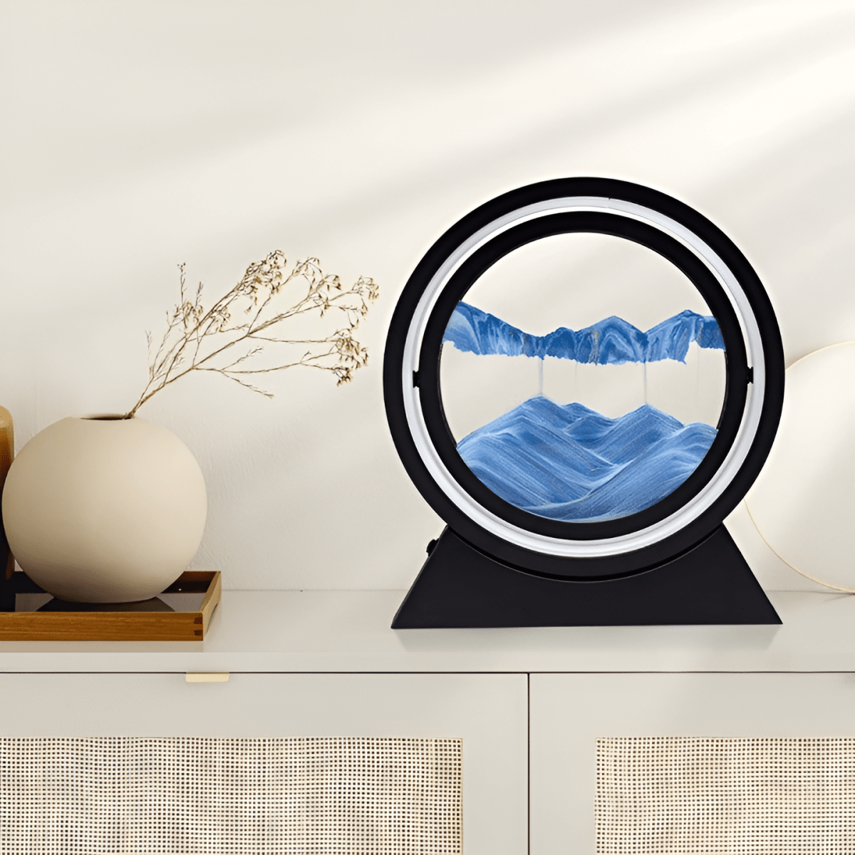 Slaapkamerlamp van glas met LED en bewegend gekleurd zand - Vessina