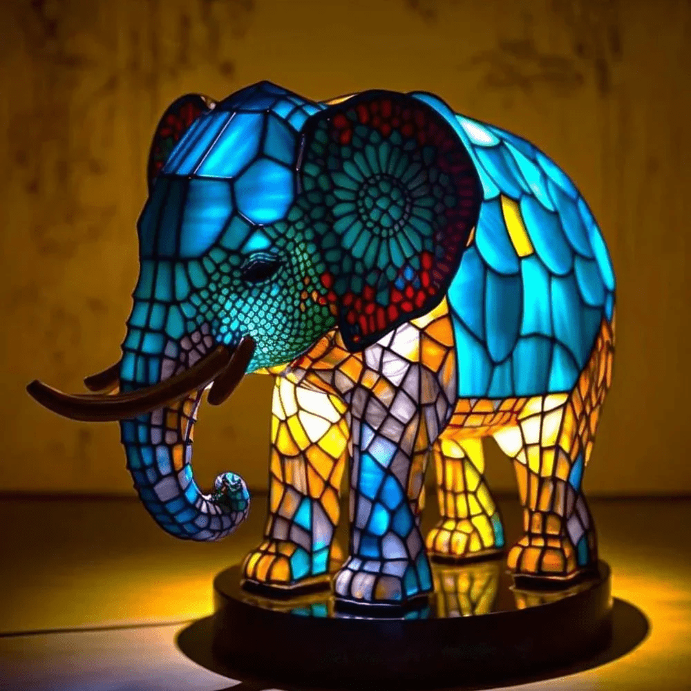 Tafellamp van gekleurd glas met resin voet - Vessina