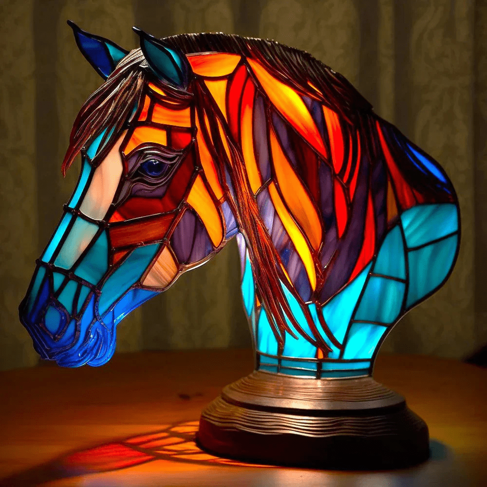 Tafellamp van gekleurd glas met resin voet - Vessina