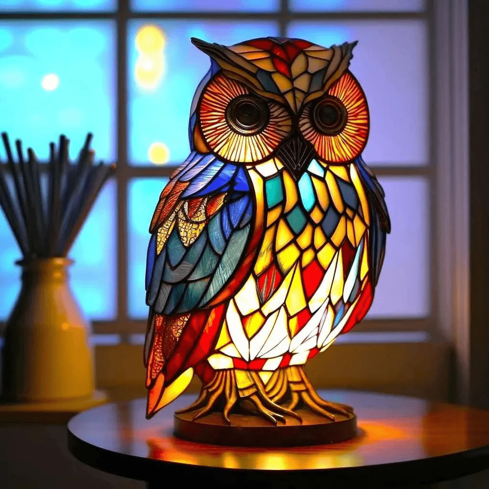 Tafellamp van gekleurd glas met resin voet - Vessina
